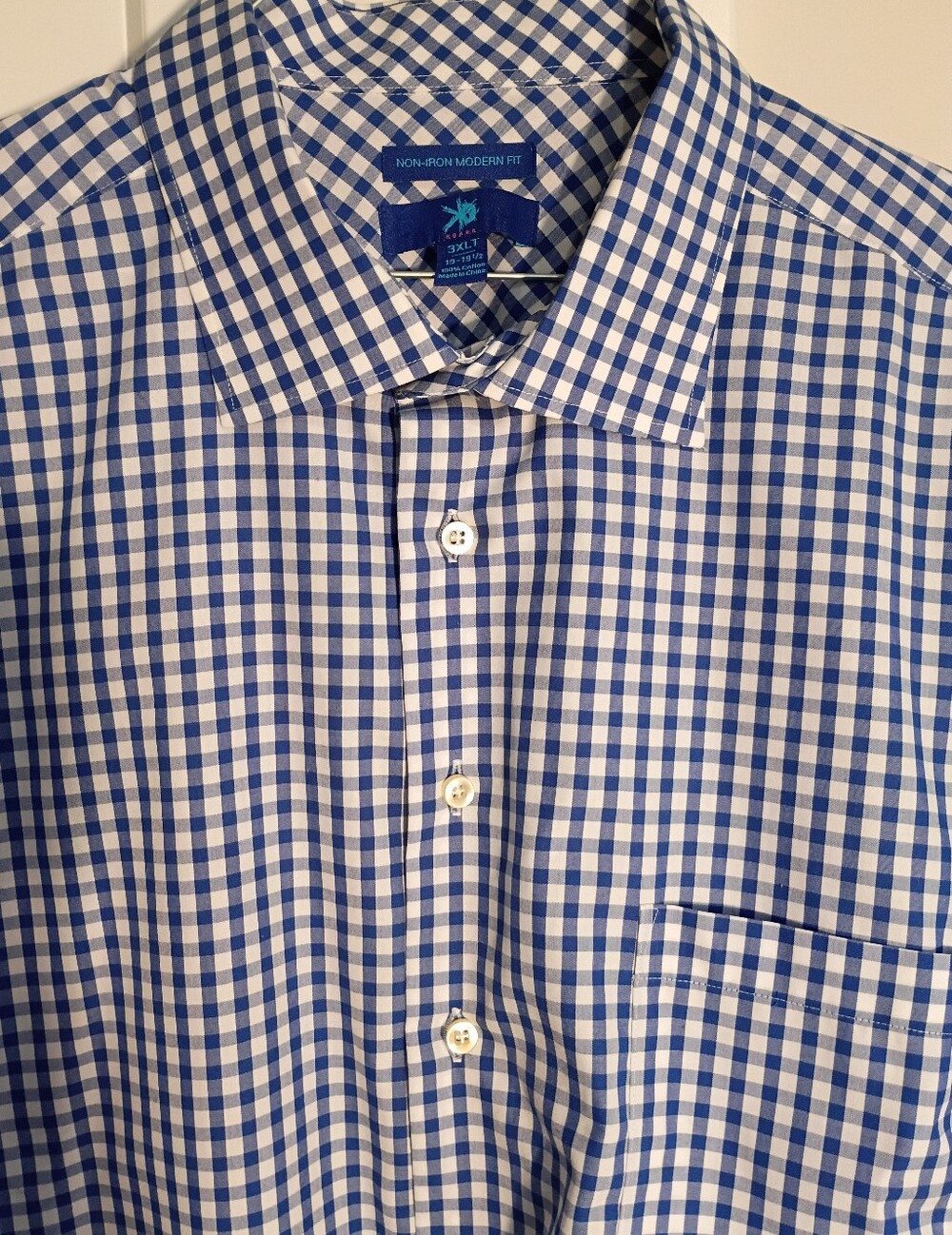 Egara Blue and White Gingham Dress Shirt